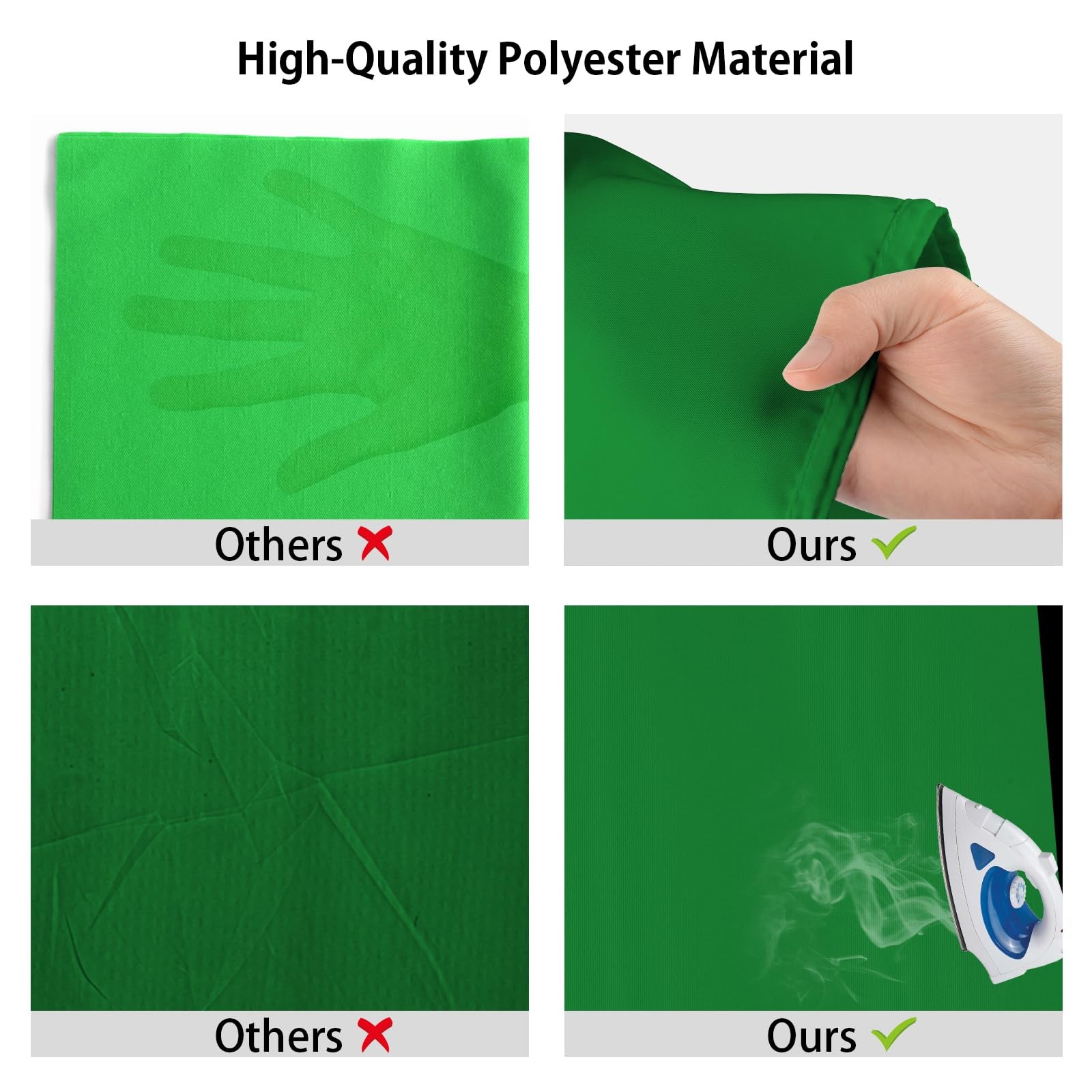 UTEBIT 5×6.5ft Green Screen Backdrop, Photography Backdrop Chroma Key Small
