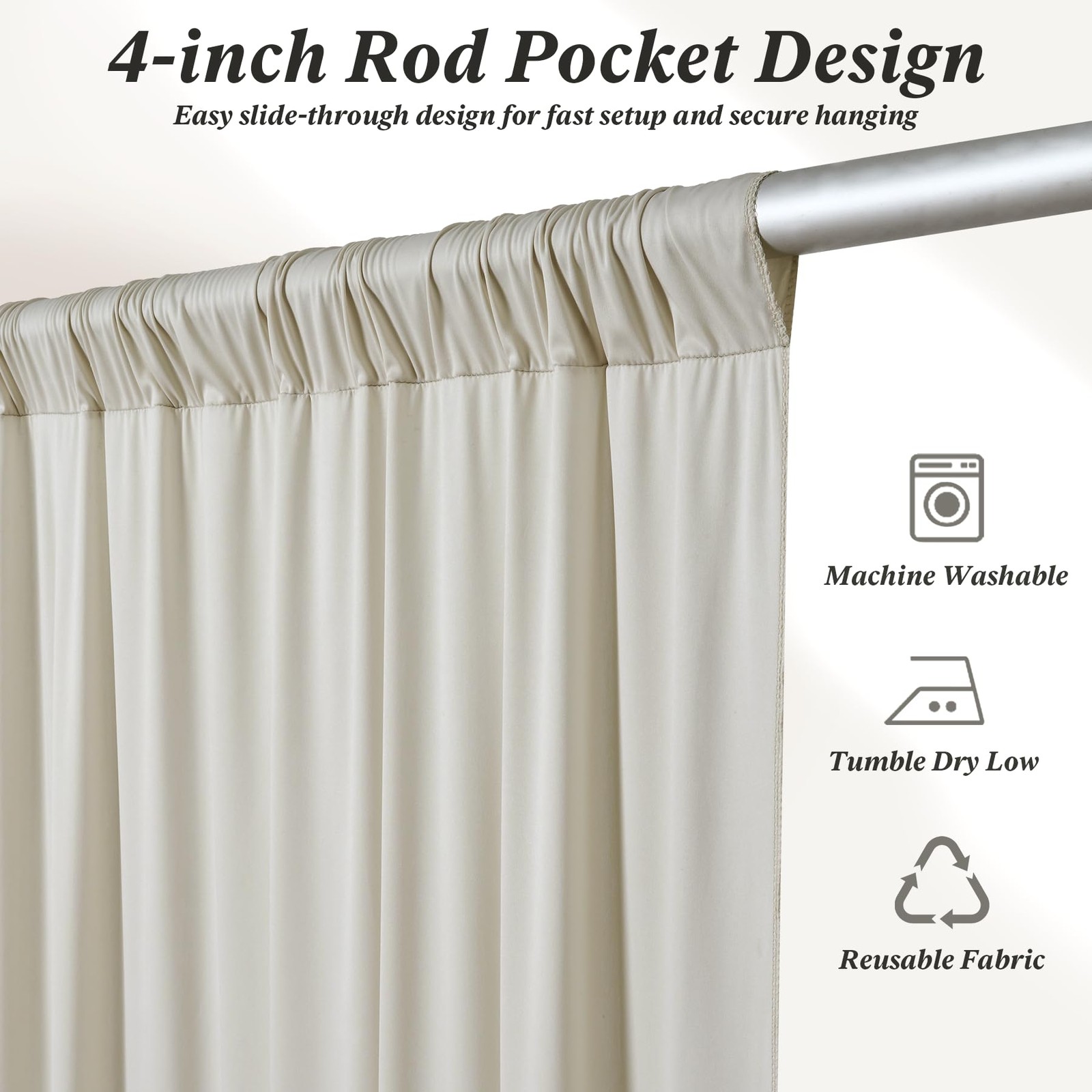 10 ft x 10 ft Free Beige Backdrop Curtain for Parties, 2 Panels 10ft Polyeste…