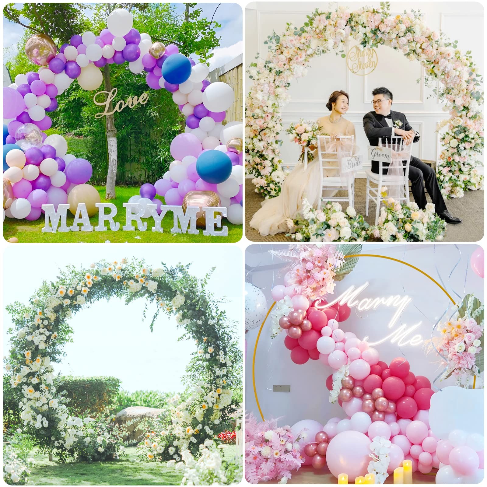 9.2FT Gold Round Backdrop Stand Metal Circle Wedding Arch Round Balloon Arch …