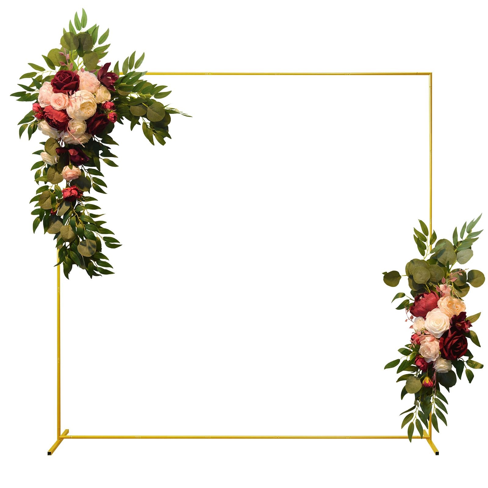 Wedding Arch Backdrop Stand 6.6×6.6 FT Gold Square Balloon Arch Frame for Wed…