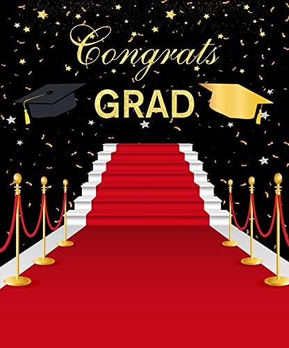 Red Carpet Graduation Backdrop 8x10ft Fabric 2025 Congrats Grad Prom