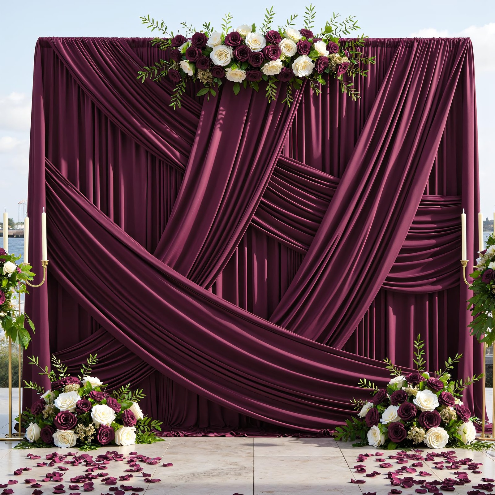 10x12ft Burgundy Backdrop Curtains Wrinkle Free Polyester Photo Drapes 2 PCS