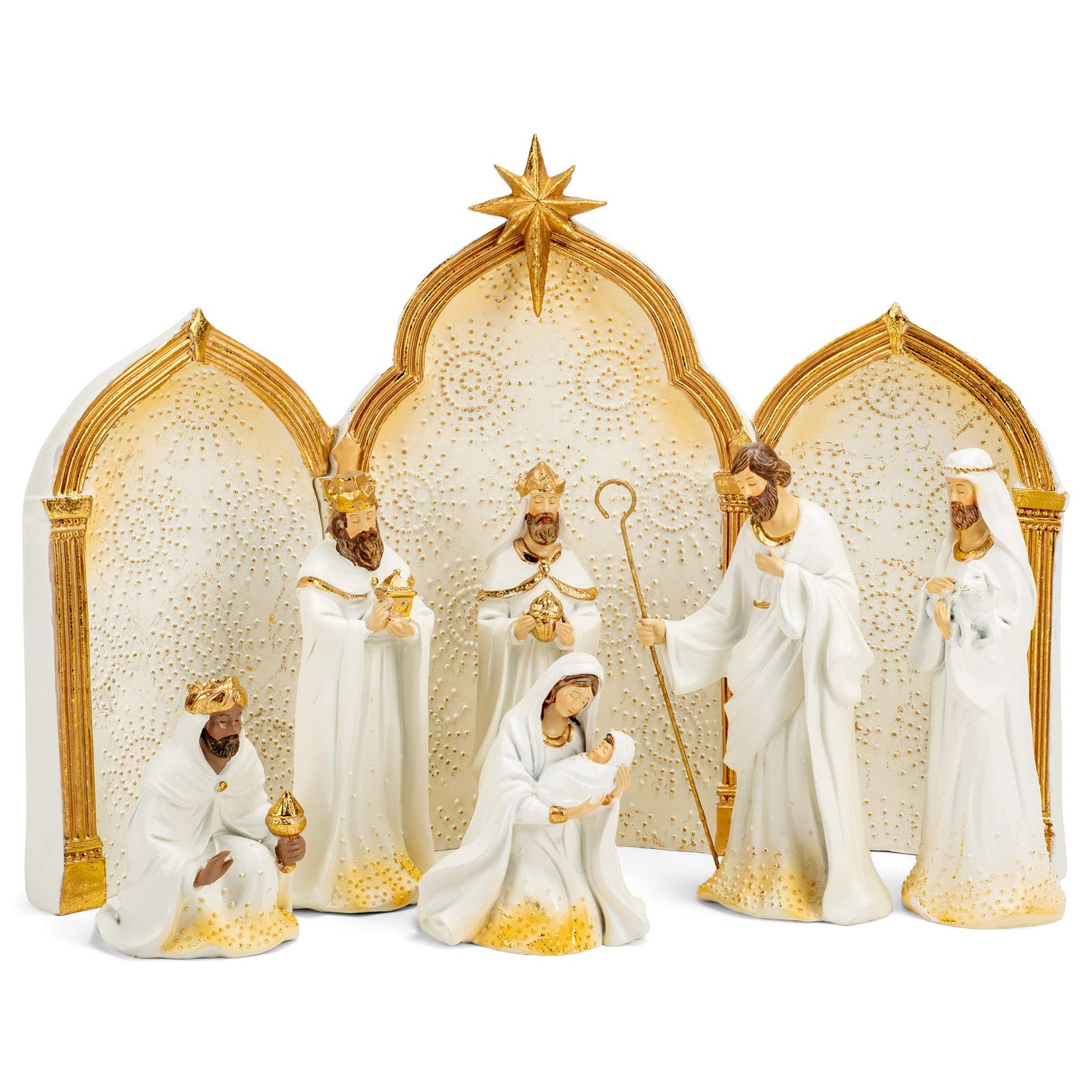 Roman 133014 Nativity Gold Dot Ivory with 11.5 inches (H), Gold,Golden