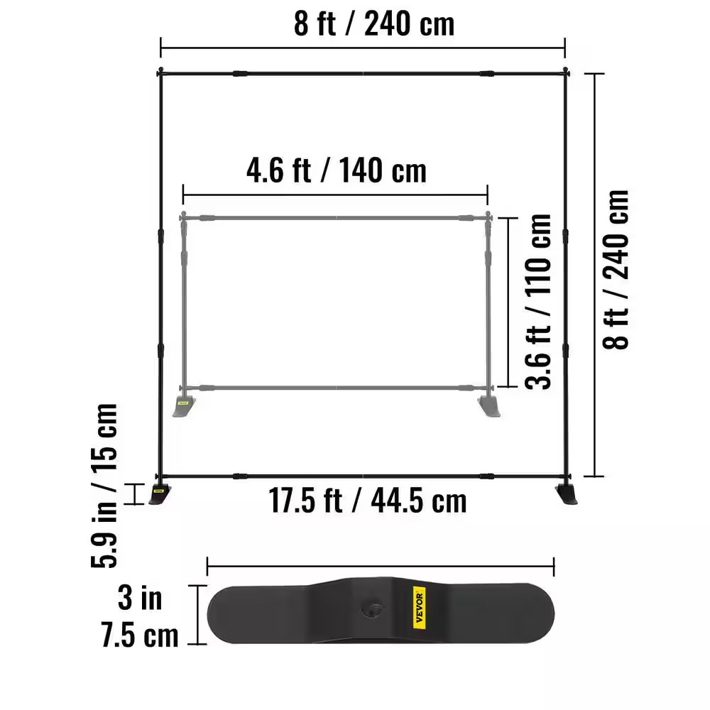 Backdrop Banner Stand 96 In. H X 96 In. D Adjustable Display Backdrop Banner Sta