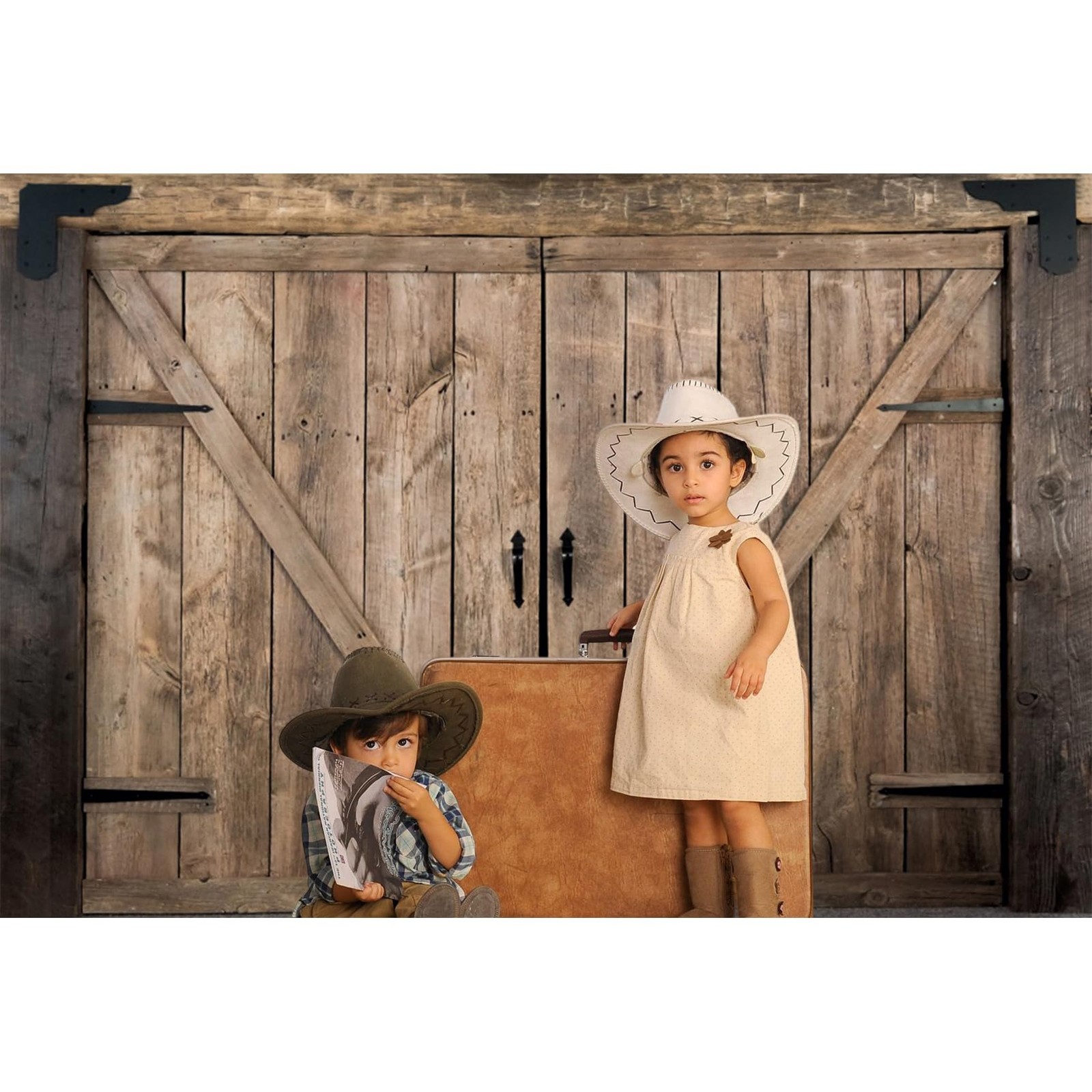 7x5ft Rustic Brown Barn Door Backdrops for Photoshoot Old Wooden Door Western…