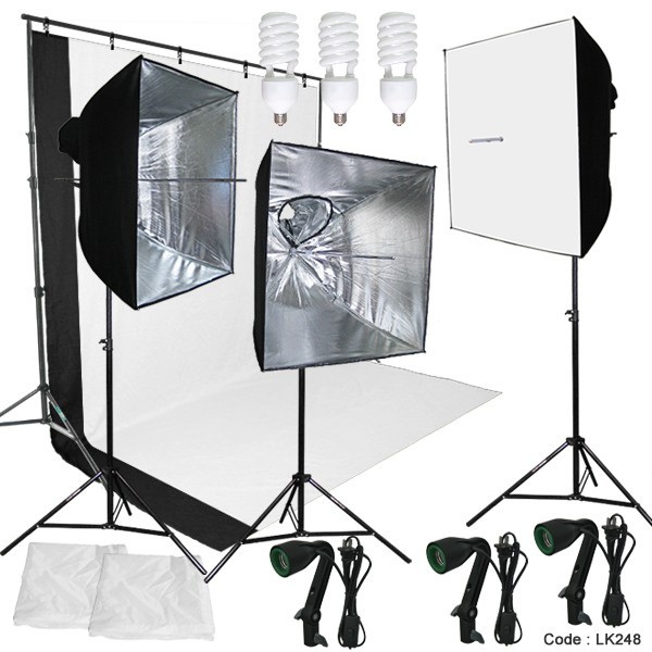 Linco Studio Photo Backdrop Muslin Studio Umbrella Lighting Bulb Light Kit