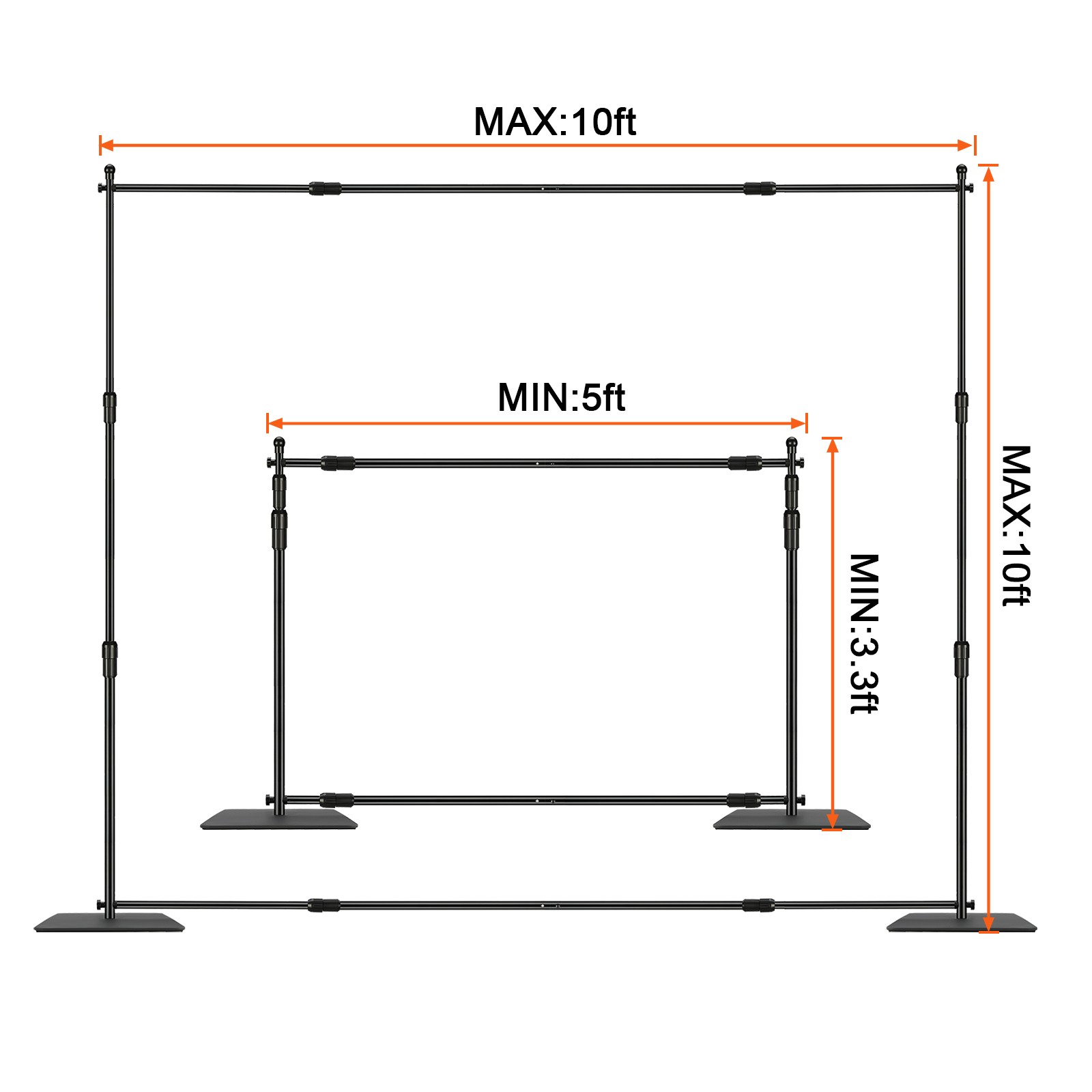 VEVOR Pipe and Drape Kit Heavy Duty Backdrop Stand Carbon Steel Base 10×10 ft