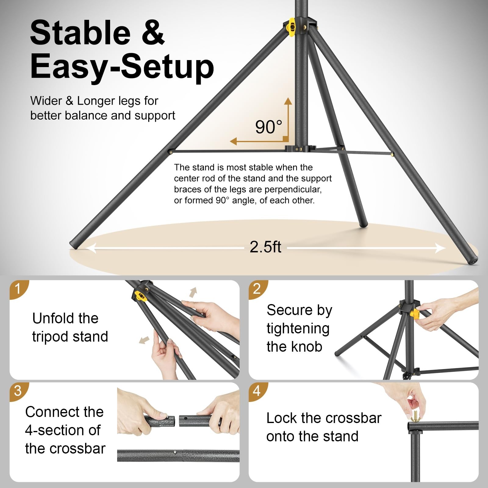 Lincostore Backdrop Support Stand Kit 10×6.5ft Adjustable Photography Studio …