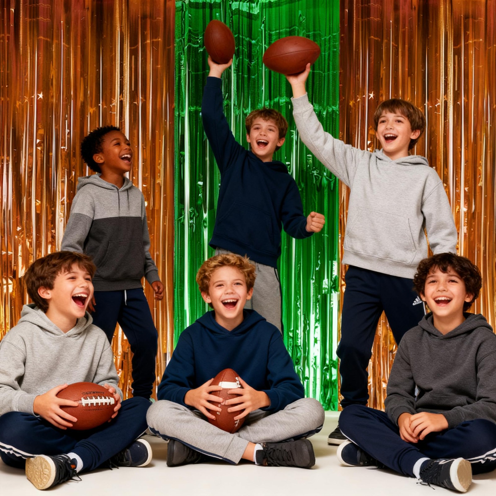 Football Party Decorations for Super Game Bowl 3.3FT × 6.56FT, Green Brown