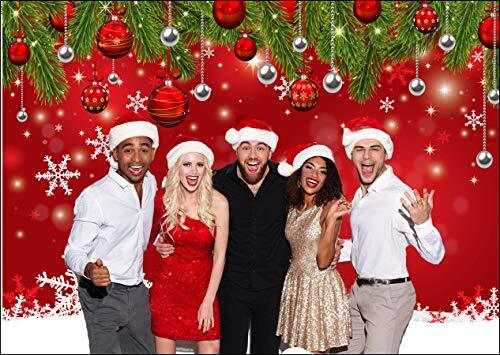 Red Christmas Backdrop Snowflake Christmas Backdrop New Year Eve 7x5ft