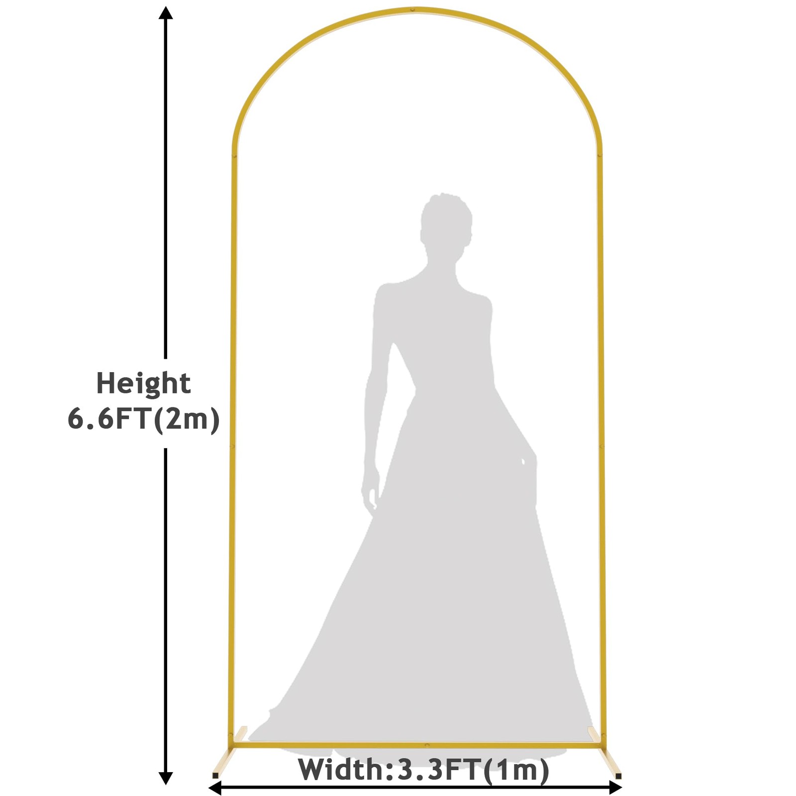 6.6FT Metal Arch Backdrop Stand Gold Arched Backdrop Frame for Wedding Party …