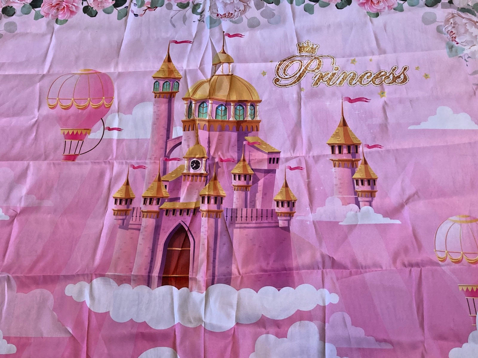 Pink princess castle girl celebration backdrop 6ft X3.5 ft