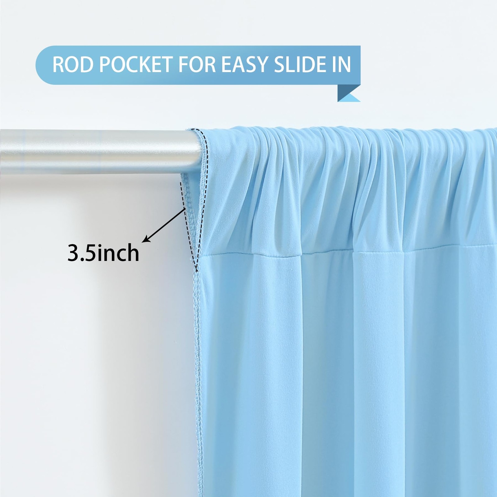 2 PCS Light Blue Wrinkle Free Polyester Photography Backdrop Curtain 8×10 Ft
