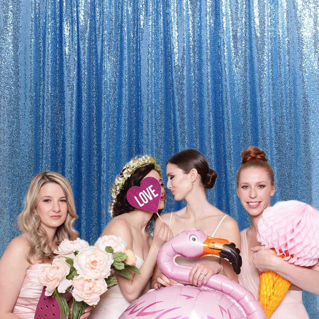 Baby Blue Sequin Backdrop Curtain 7ft x 7ft Glitter Photo Background | Glitter P