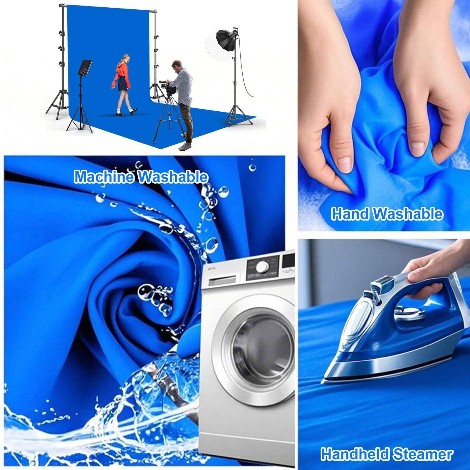 10x20Ft Blue Chromakey Backdrop for Photography, Blue Screen for Product Portrai