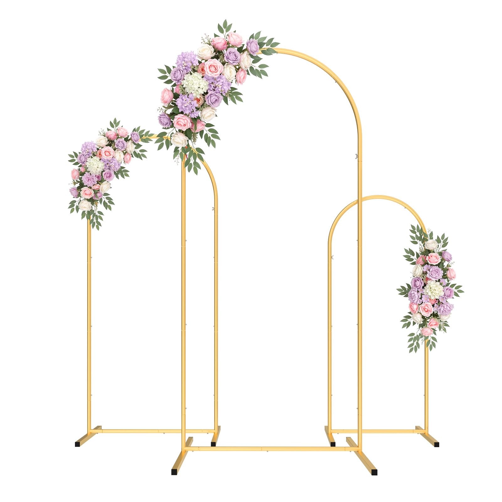 Wedding Arch Backdrop Stand Set of 3 (6FT, 5FT, 4FT) – Stable Freestanding Go…
