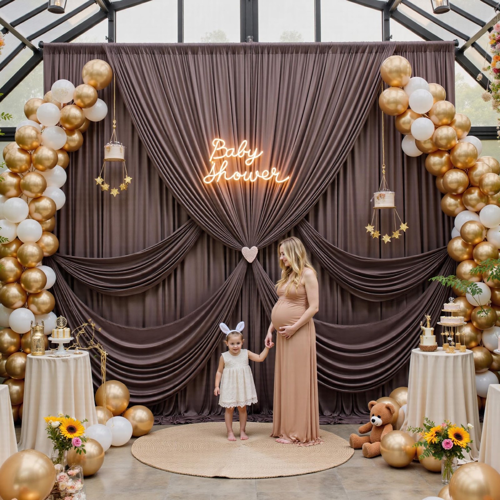 50ftx12ft Wrinkle Free Brown Backdrop (W)5ft x (H)12ft (10 Panel),