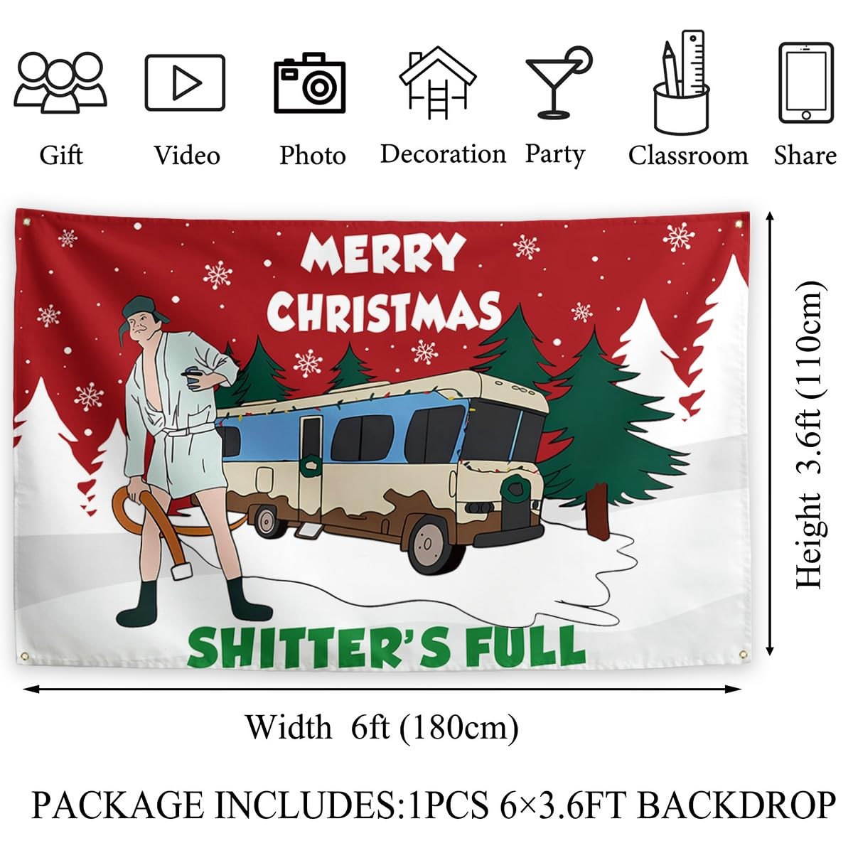 Griswold Family Cousin Eddie Christmas Banner – Funny Xmas Decor for Home Party