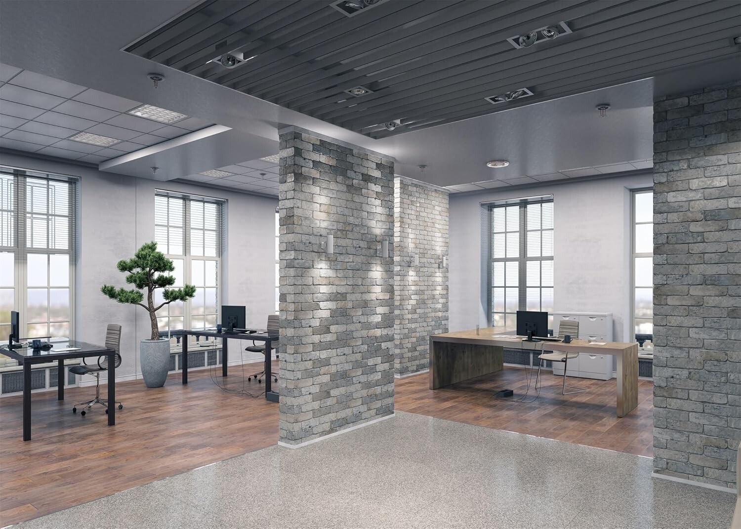 BELECO 7x5ft Fabric Modern Office Backdrop for Video Conference 7x5ft