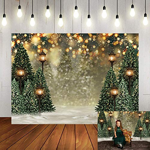 Bokeh Tree Backdrop – Glitter Bokeh – 7x5ft – Winter Snow Forest Trees