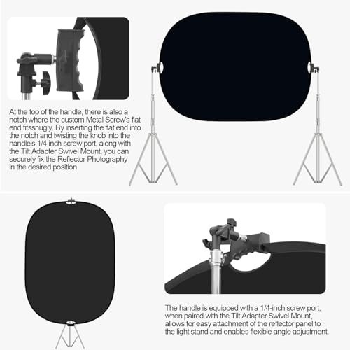 5×6.6ft Black/White 2-in-1 Photography Backdrop, Collapsible with Carry Case & H