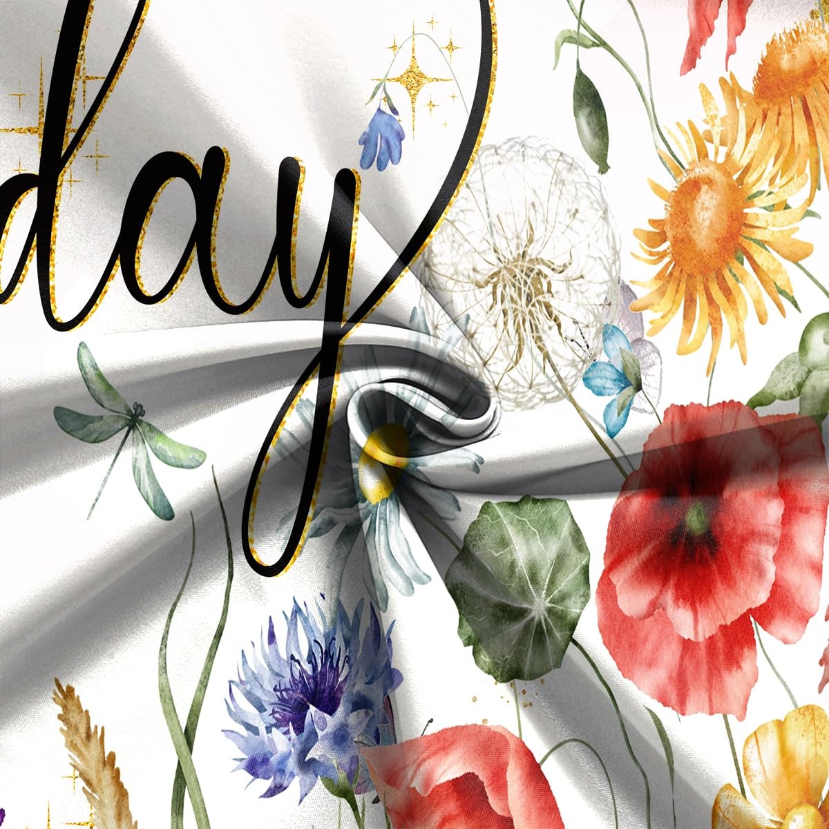 Wildflower Happy Birthday Backdrop 7x5FT Spring Watercolor Floral Background