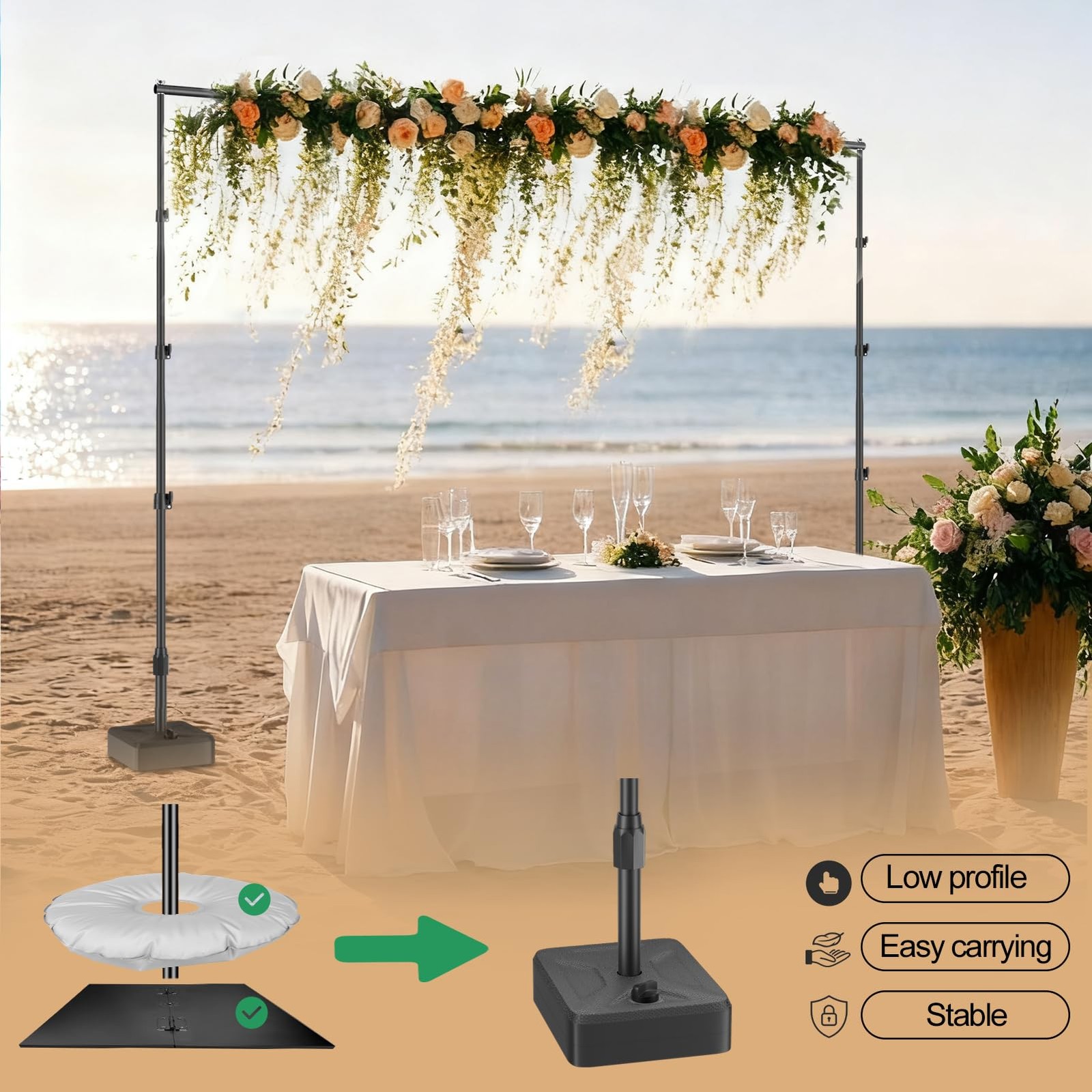 Backdrop Stand with Heavy Duty Water Tank Base 8.5x10ft Adjustable Metal Phot…