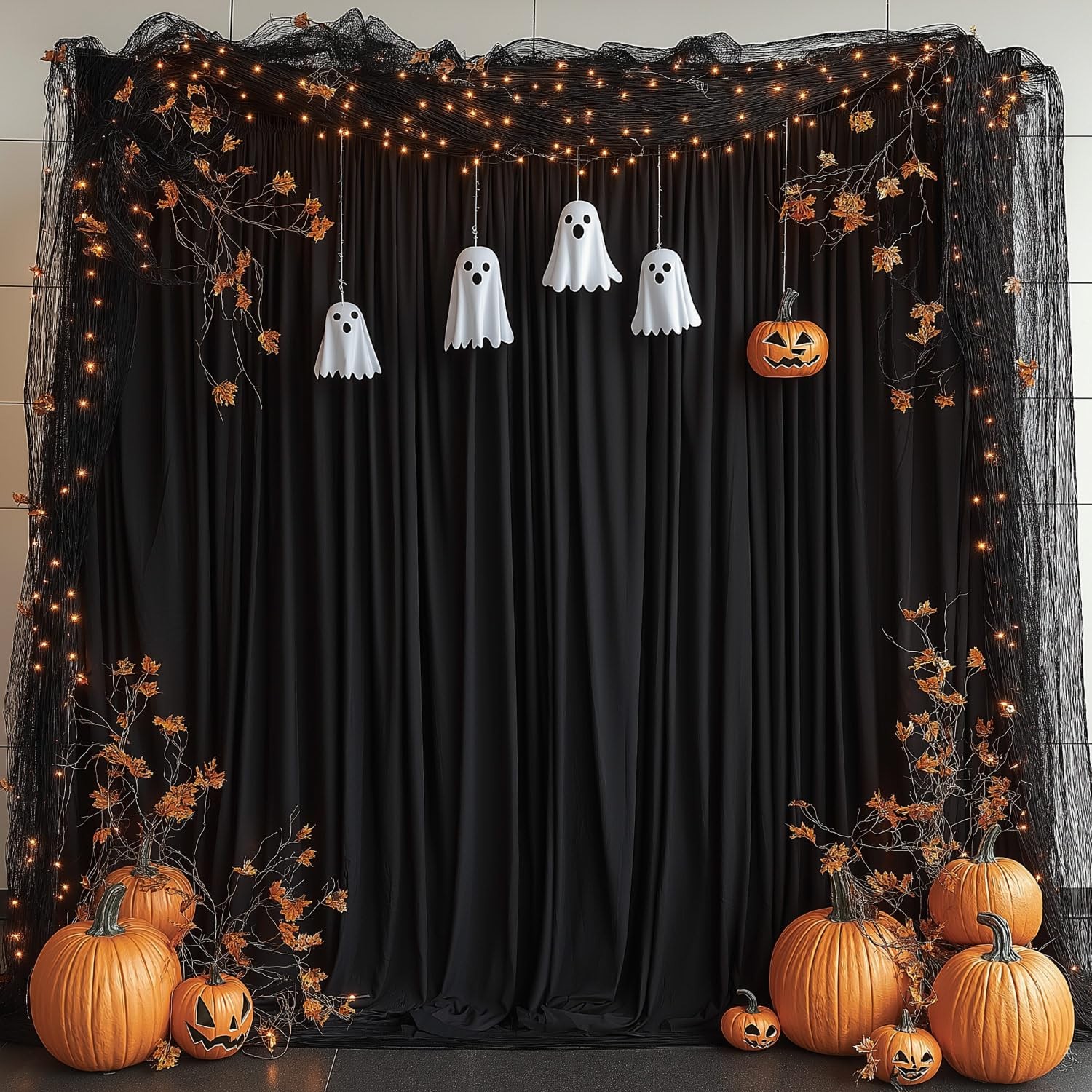 Black Wrinkle Free Photo Backdrop Curtain 5×10 Ft 2 Panels Wedding Party Drape