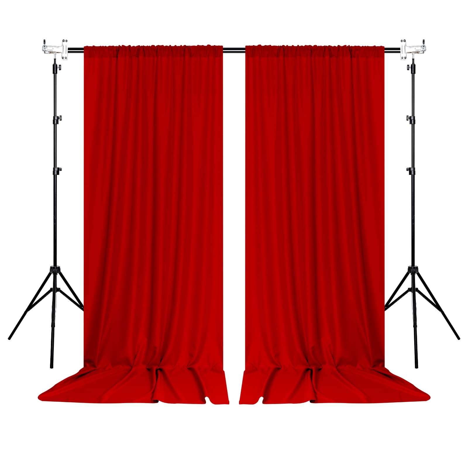 2 PCS 5×10 Ft Red Backdrop Curtains Fabric Rod Pocket Home Decoration