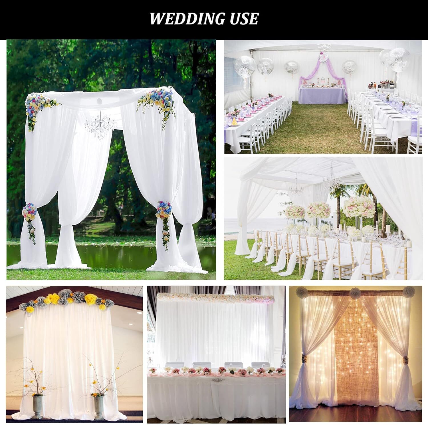 5′ x 10′ Chiffon Backdrop Panel Curtain PhotoBackground Wedding Arch Stage Décor