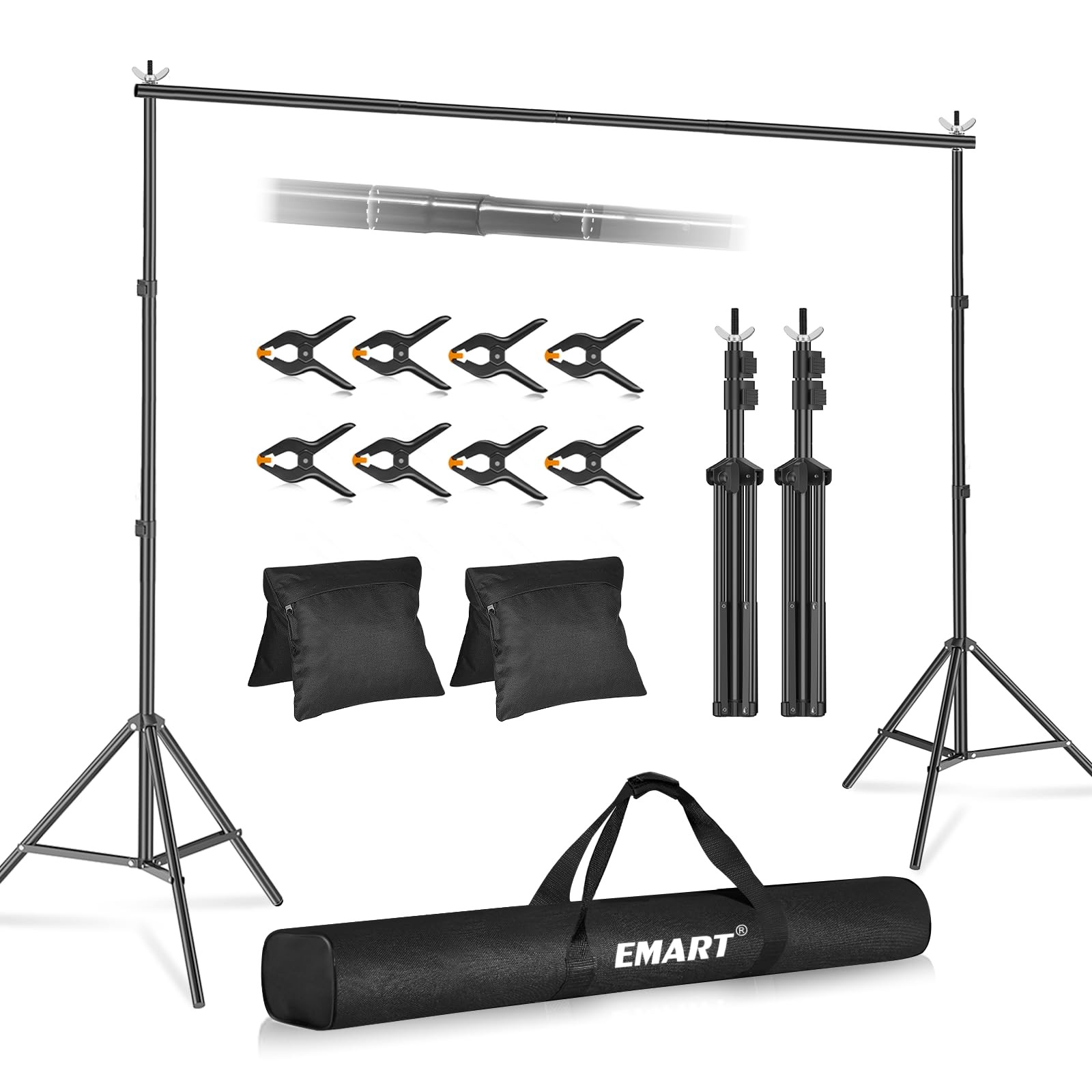 EMART Backdrop Stand 10×8.5ft(WxH) Photo Studio Adjustable Background Stand Supp