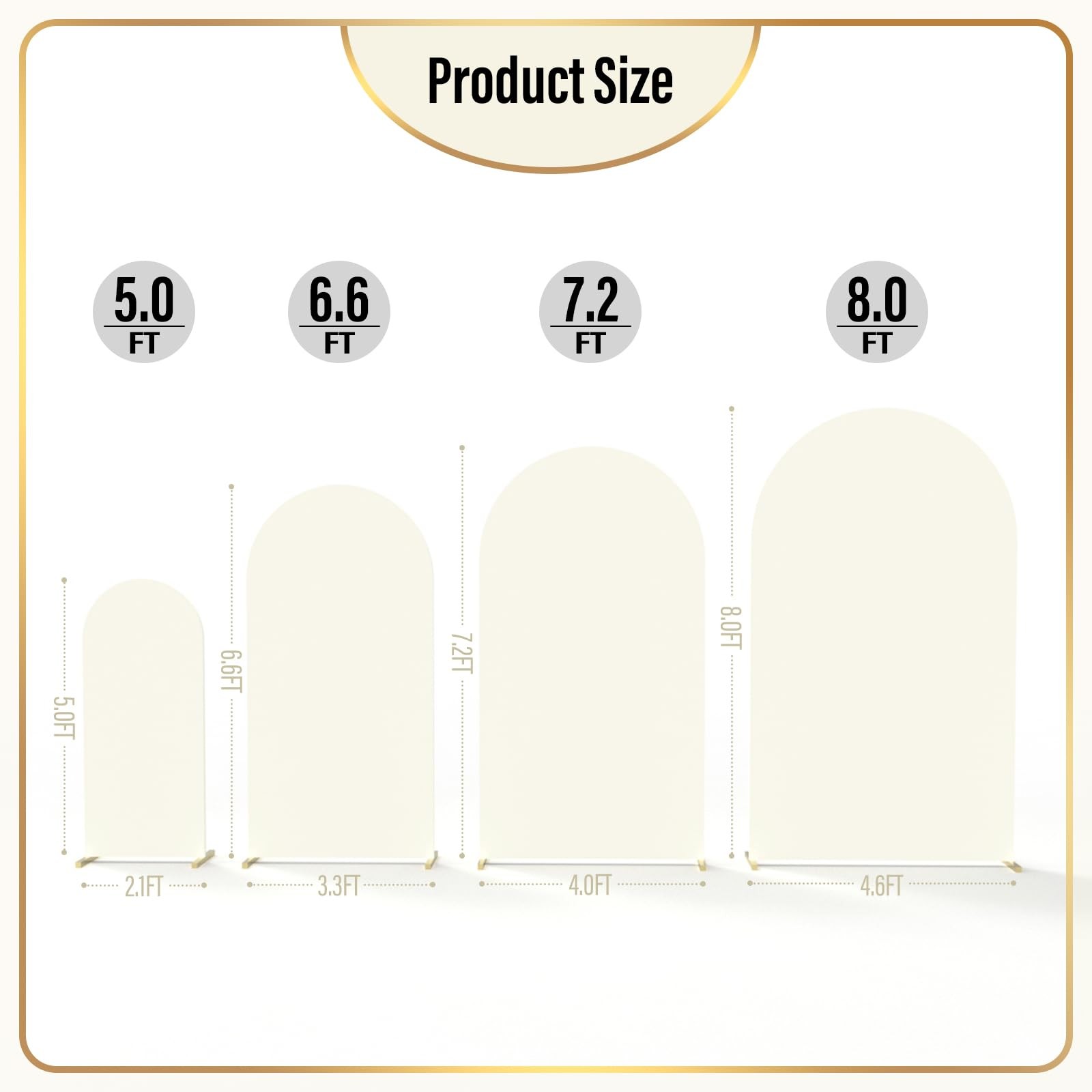Upgraded 6.6FT Open Arch Backdrop Cover, Beige Spandex Fitted Round Top Weddi…