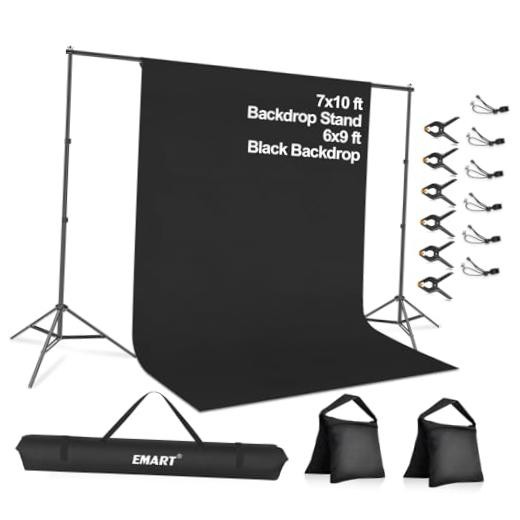 7 x 10 ft Adjustable Photo 7*10ft Backdrop Stand Black(6*9ft Backdrop)