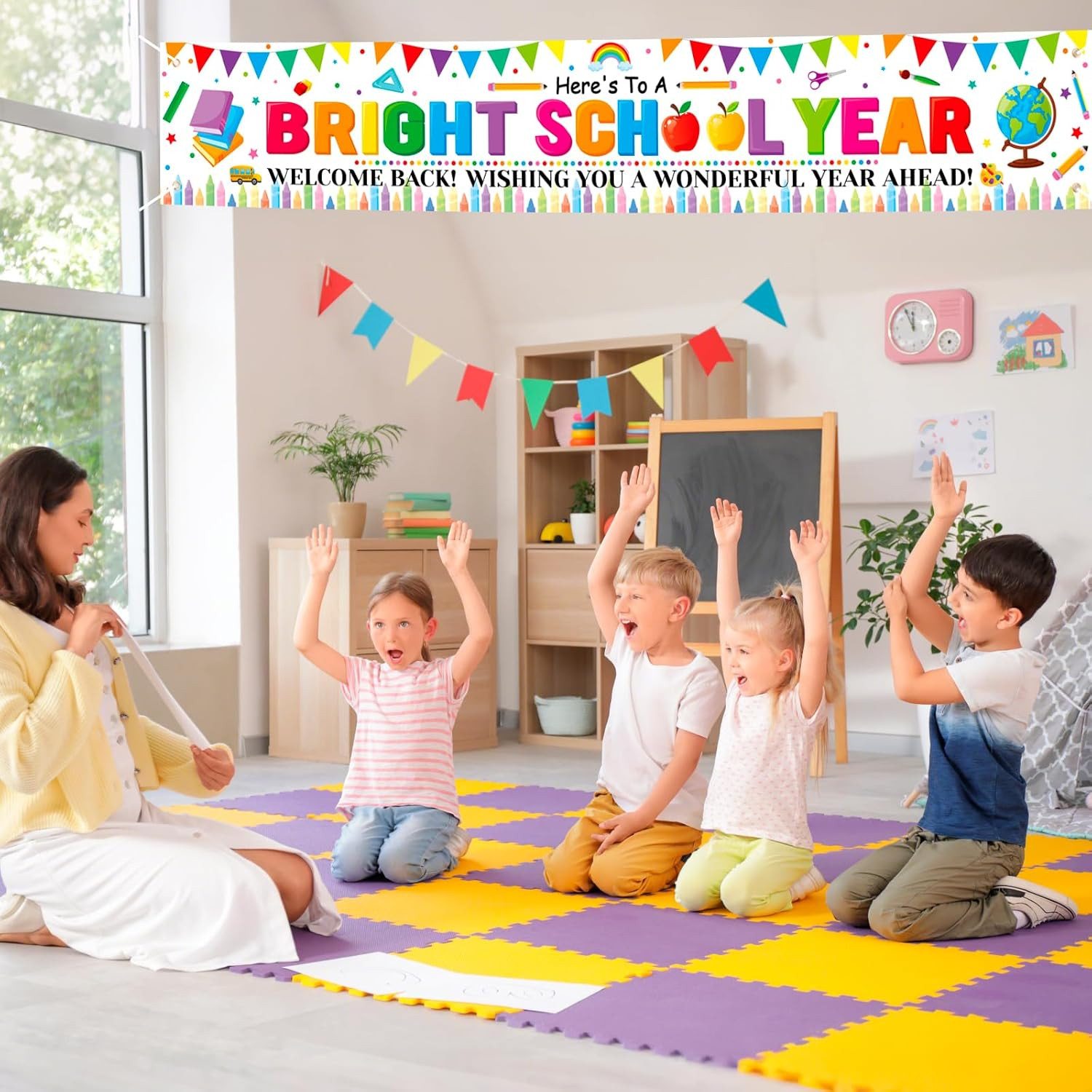 Here’S to a Bright School Year Yard Sign Banner,Back to School Fence Banner for