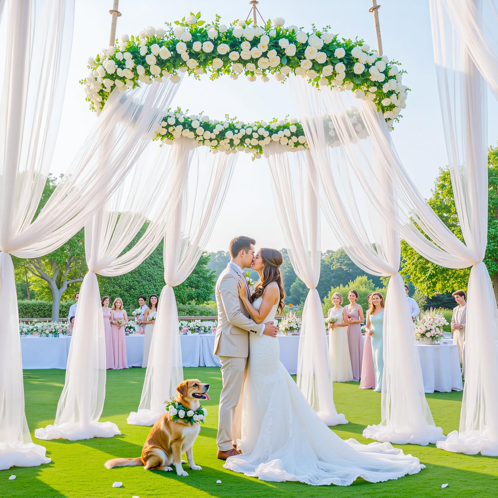 2 PCS 5x10ft White Ceiling Drapes Wedding WrinkleFree Fabric Tent Draping