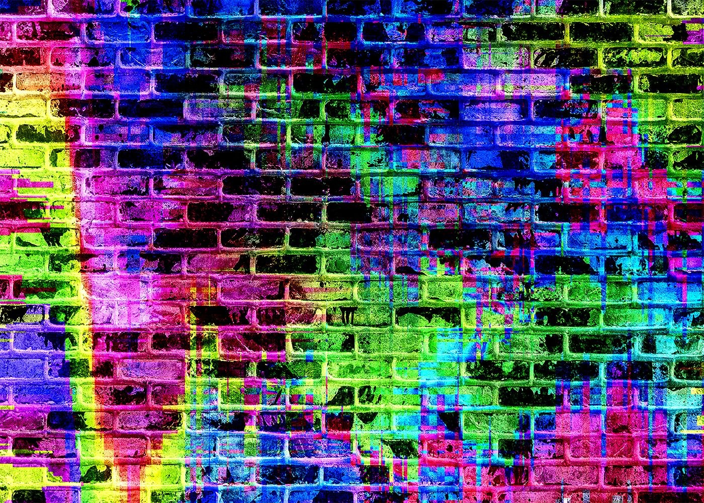 10×8 FT Colorful Brick Wall Backdrop 80s 90s Music Graffiti Brick Wall Themed…