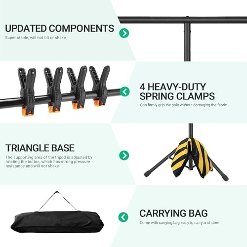 T-Shape Portable Backdrop Stand, 6.5×3.2ft Adjustable Photo Background Stand