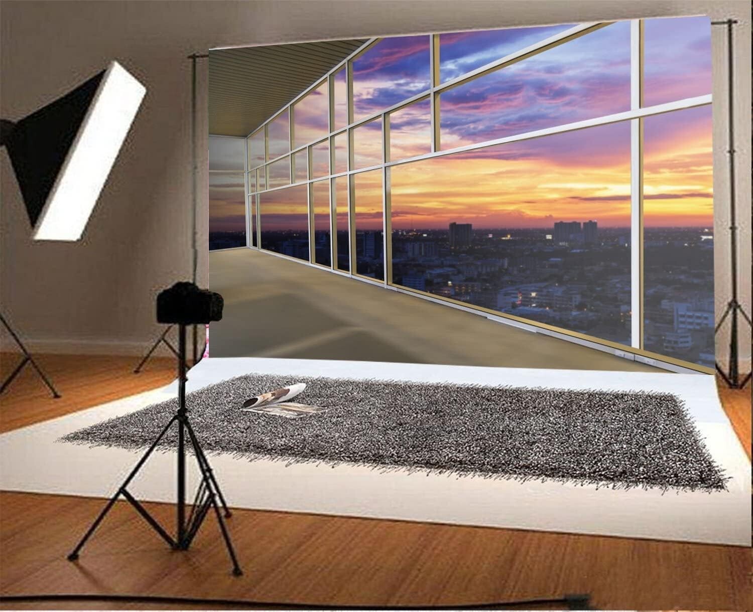 15x10ft Skyscraper Window Backdrop Office Building French Glass City Sunset