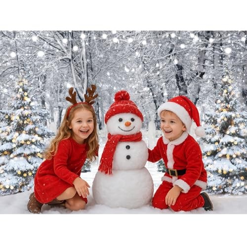 Winter Photography Backdrop Glitter Snowy Forest Pine Tree Background 7x5ft