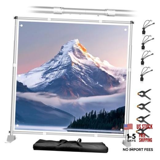 8 x 8FT Backdrop Banner Stand, Heavy Duty Adjustable Photo 8x8ft Silver