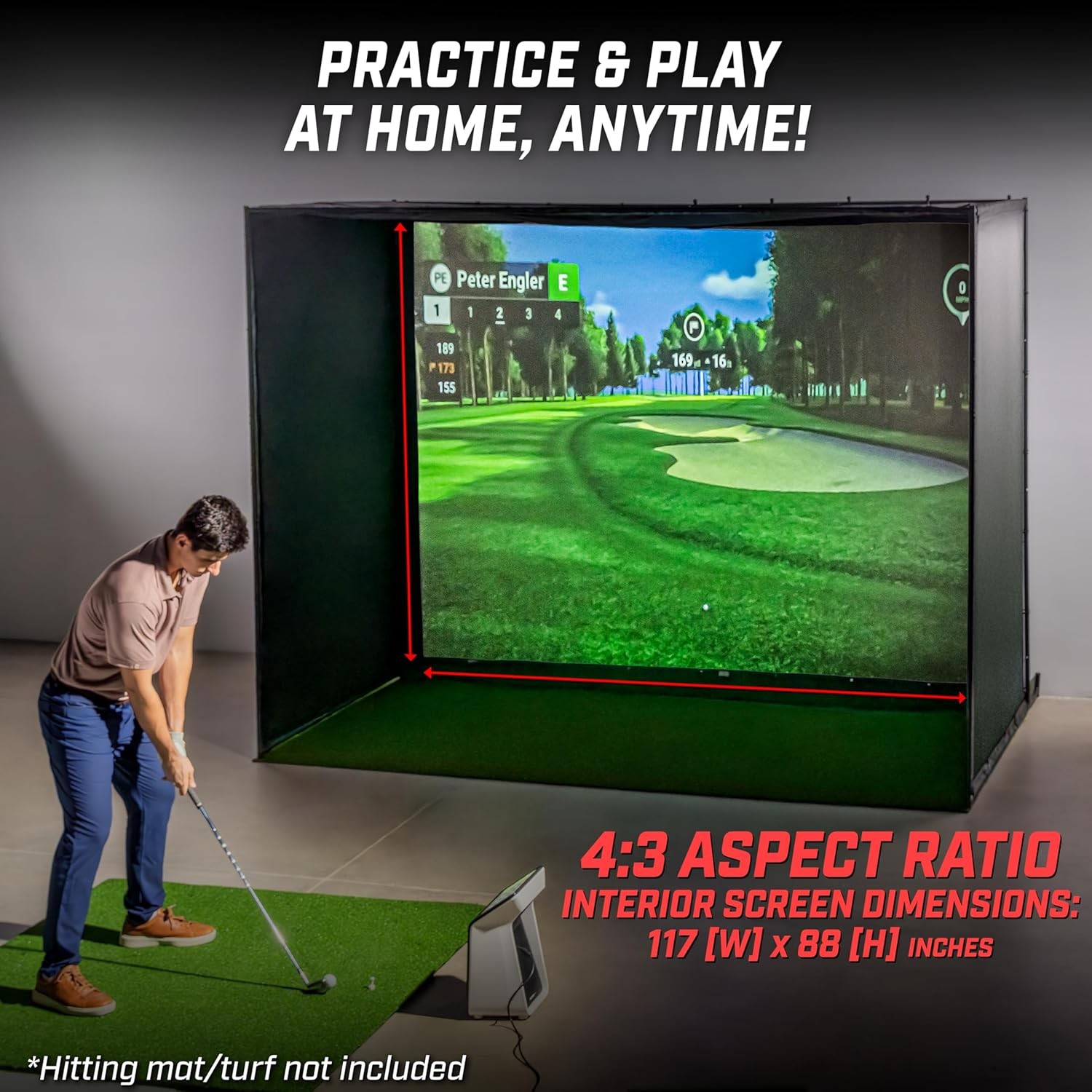 10 x 8 ft Golf Simulator Enclosure With Impact Screen Indoor Golf Training Cage