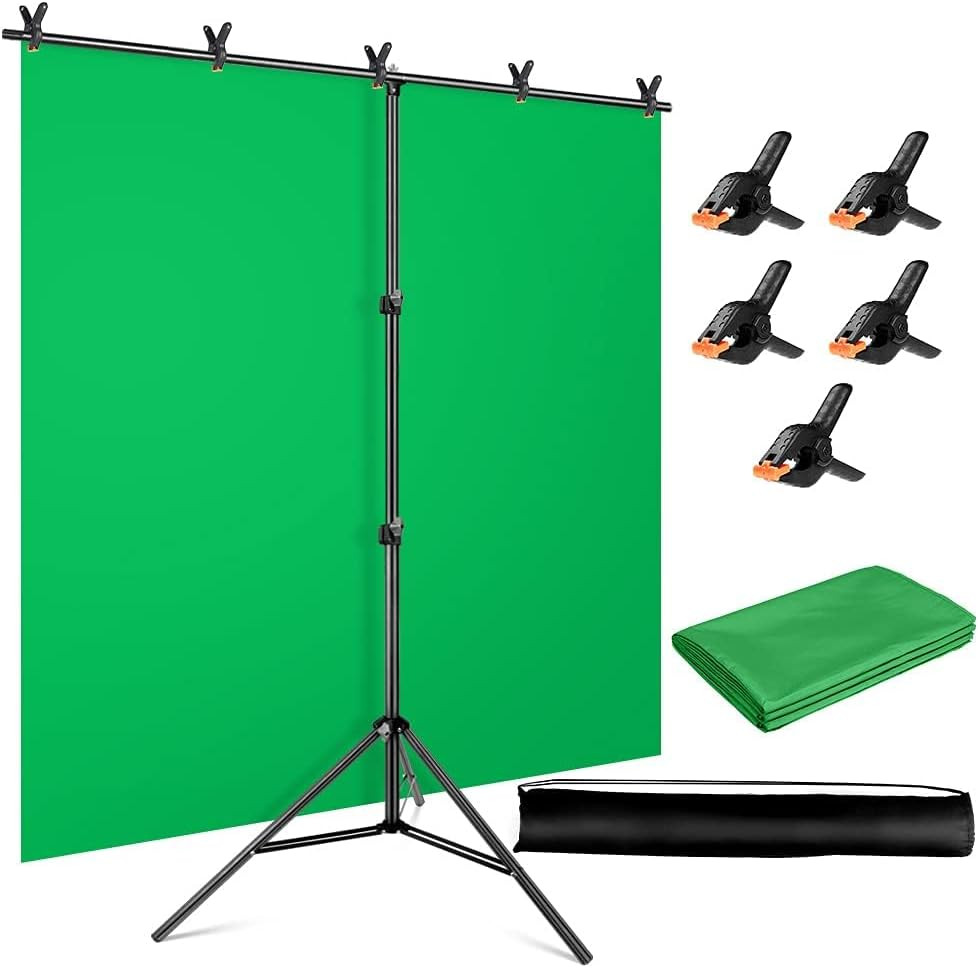 Green Screen Backdrop Kit, 5 X 6.5 Ft Portable Chromakey Green Screen with T-Sha