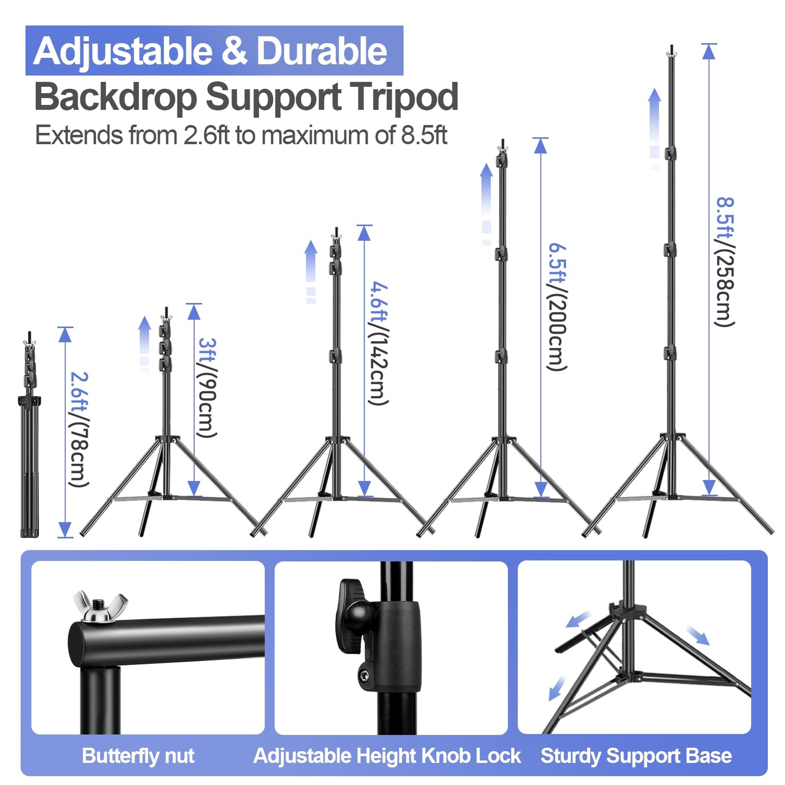 EMART Photo Video Studio Backdrop Stand Kit, 8.5x10ft Adjustable Photography Gre