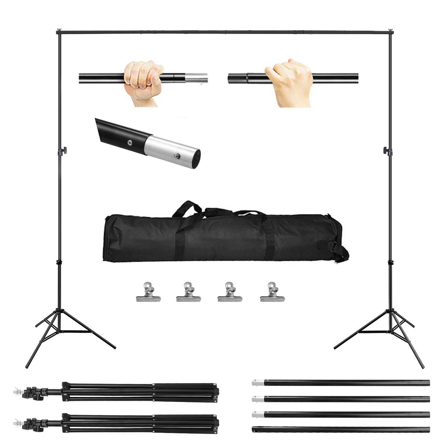10Ft Photography Background 2*3m Backdrop Support Stand Kit With Case Heavy Duty