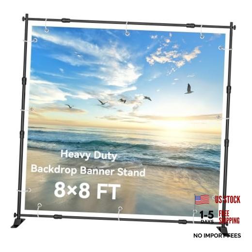 8×8‘ Backdrop Stand Banner Stand Kit with Carry Bag Heavy-Duty Photography 8×8’