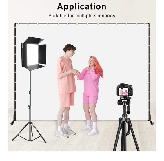 Movable Backdrop Stand With Screen and Wheels Photography 7×6.5ft White