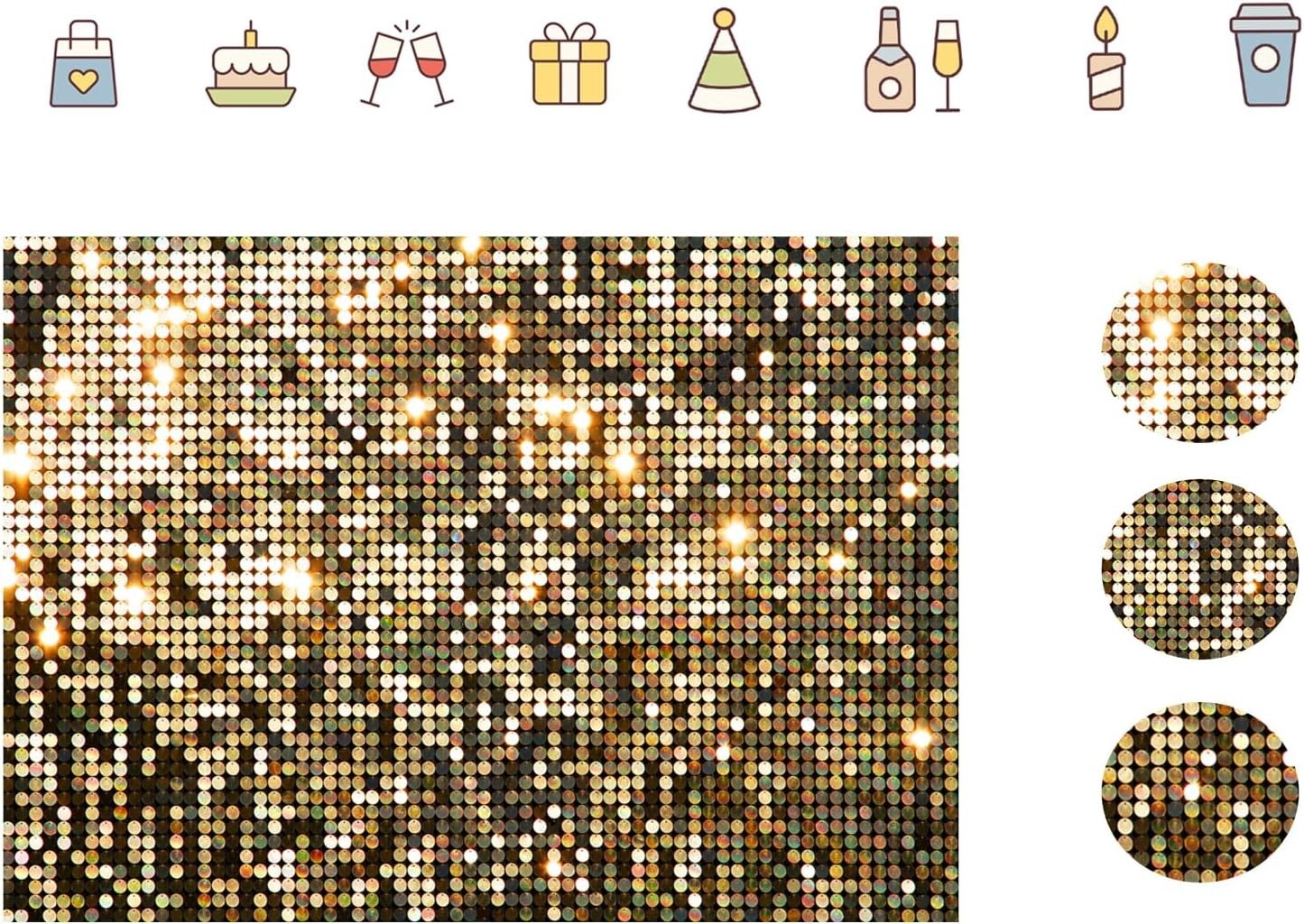 7x5FT Gold Sequin Backdrop Does Not Glow (Better Photo Effect) Vinyl Party New