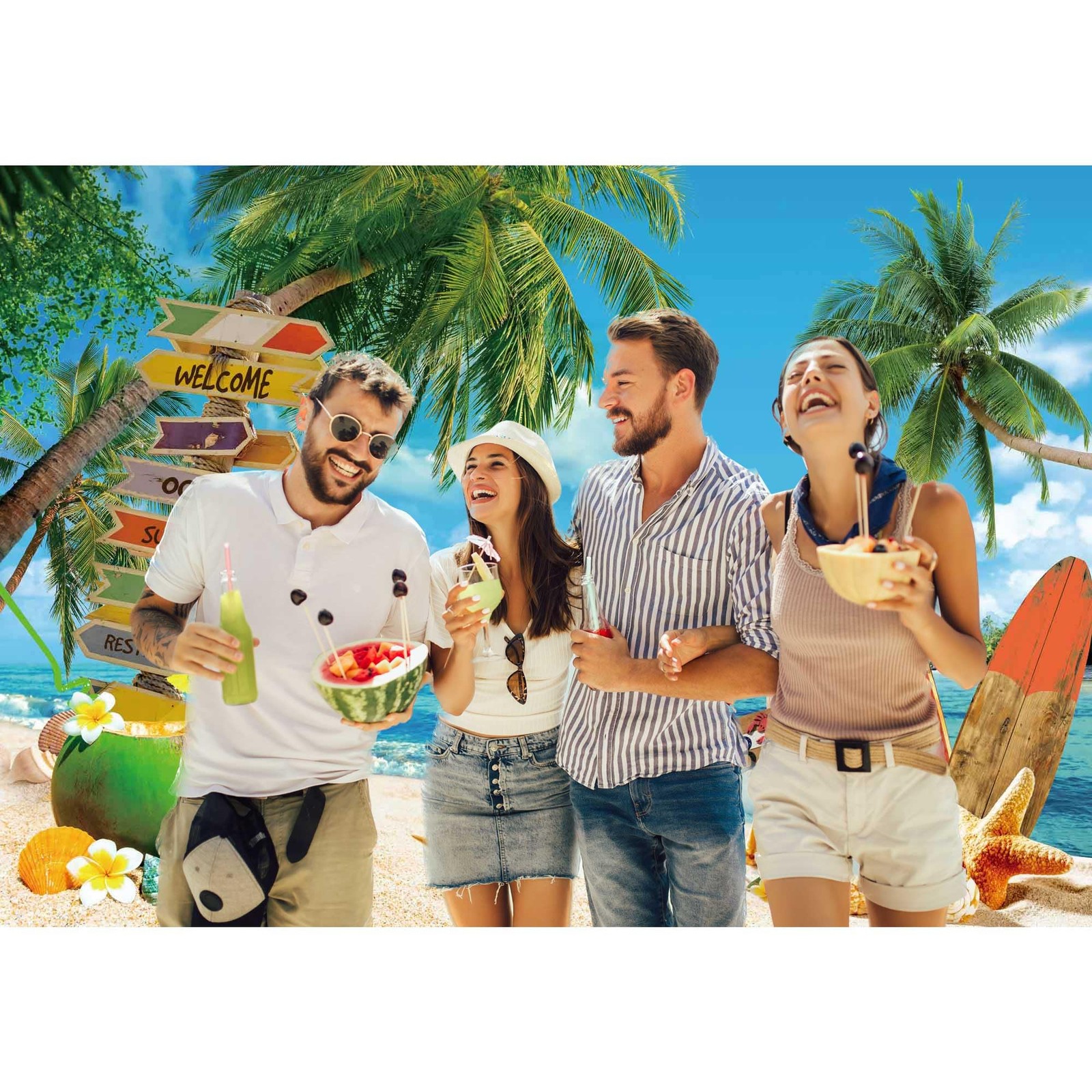 10x8ft Polyester Fabric Summer Beach Backdrop Tropical Seaside Background Isl…