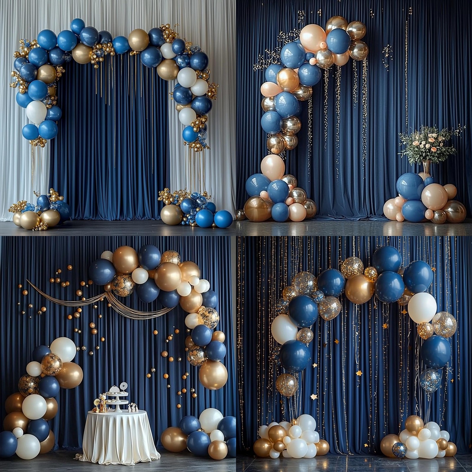 50ftx12ft Navy Blue Backdrop Curtains for W5′ x H12′(10 panels), navy blue