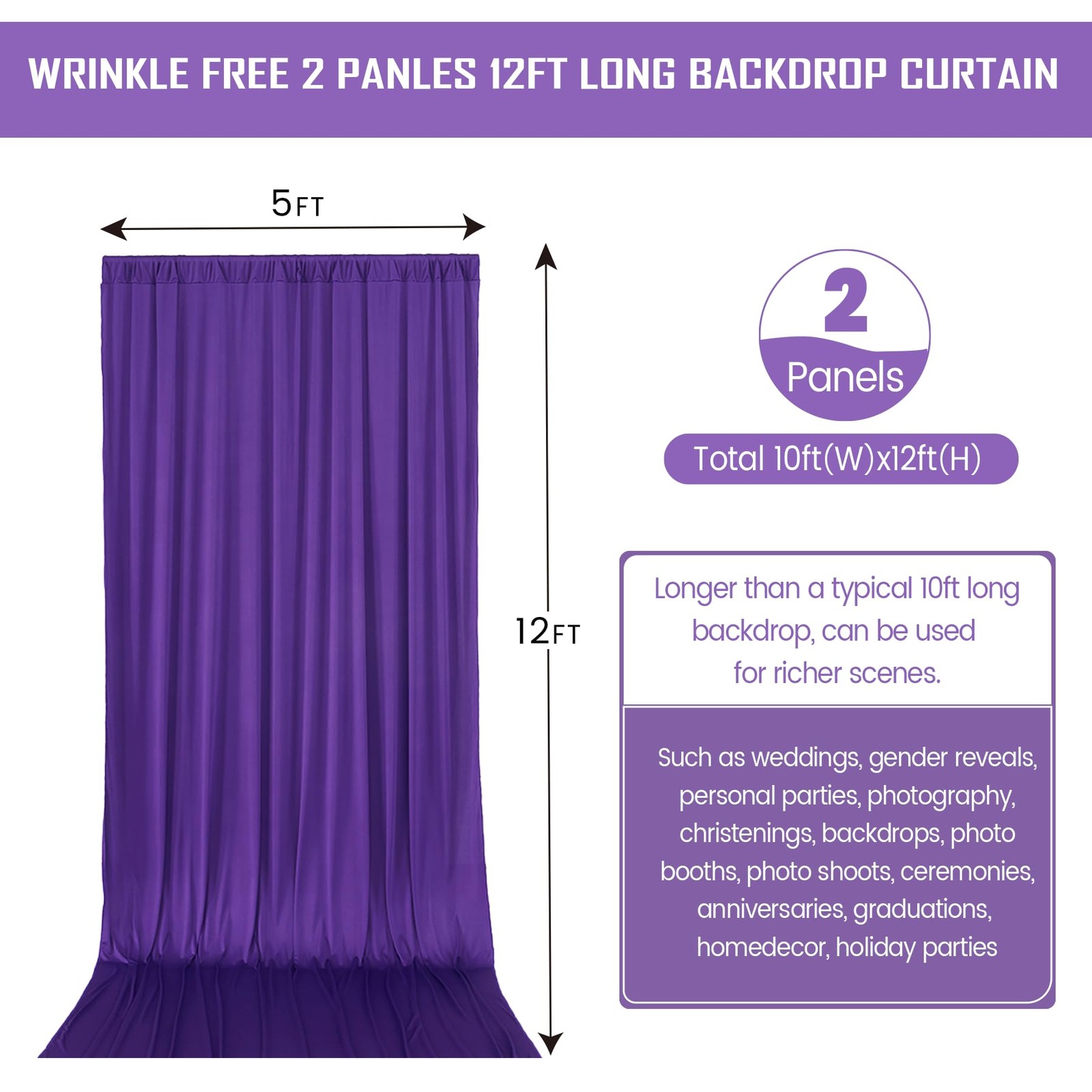 10ftx12ft Purple Backdrop Curtains for Wedding-Free Backdrops Curtain Drapes …